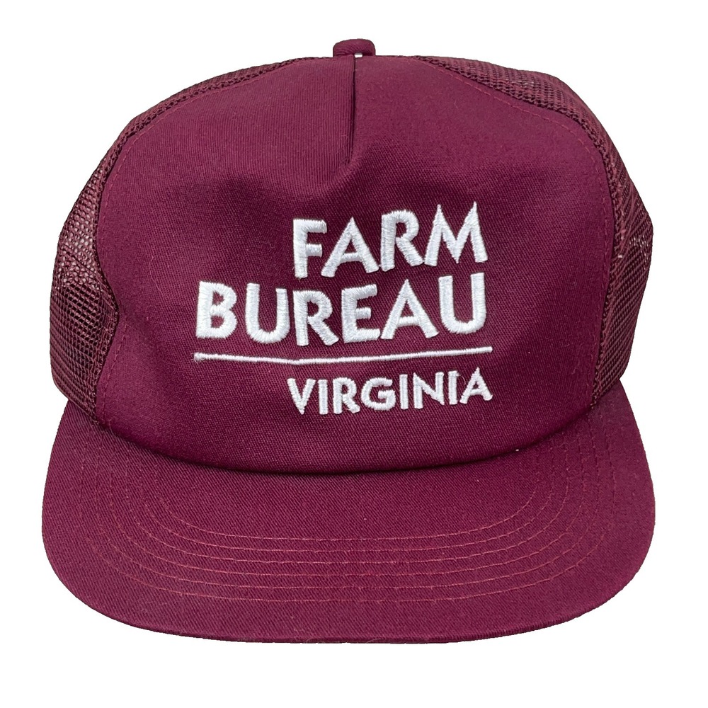 Vintage K‎ Products Trucker Hat Cap Made In USA 80s Farm Bureau Virginia Maroon